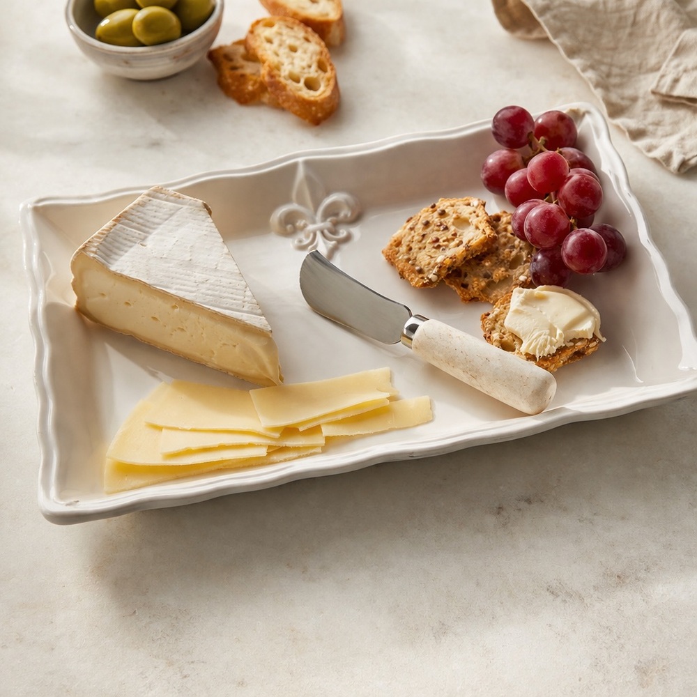 The Royal Standard Ceramic Cheese Plate & Marble Base Knife by AJ SouthernCharm
